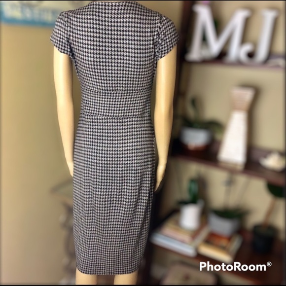 Banana Republic Stretch Houndstooth Pattern Midi Classic Cotton Dress Size XS - Picture 2 of 8